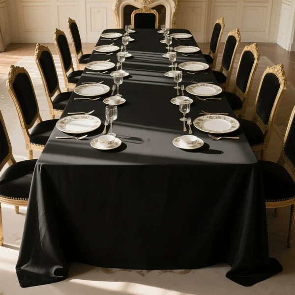 Black French-Style Waterproof Tablecloth – Thickened Youth Cloth Fabric