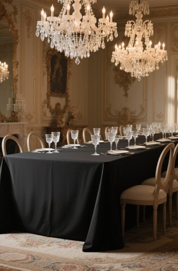 Black French-Style Waterproof Tablecloth – Thickened Youth Cloth Fabric
