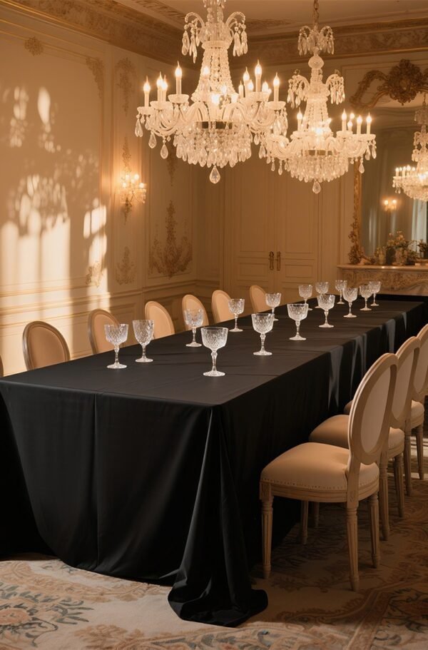 Black French-Style Waterproof Tablecloth – Thickened Youth Cloth Fabric