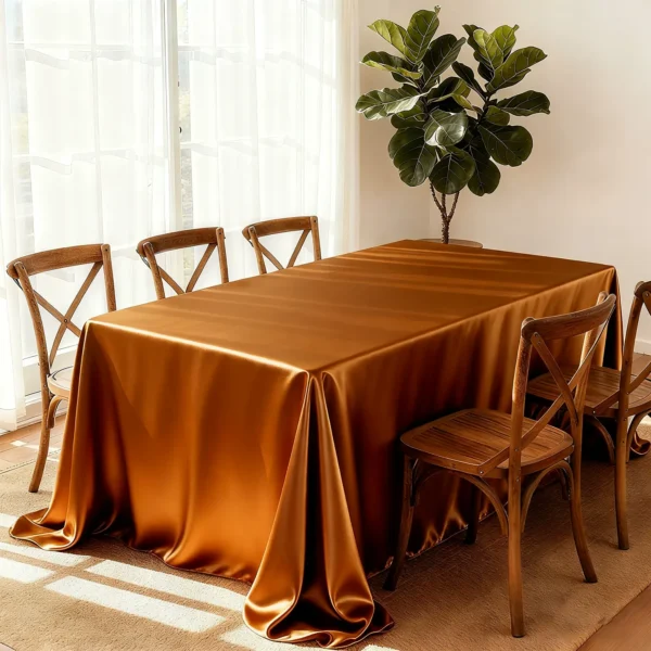 Elegant table with satin tablecloth