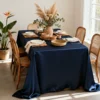 Blue Satin Rectangular Tablecloth – High-Density Polyester Banquet Fabric