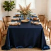 Blue Satin Rectangular Tablecloth – High-Density Polyester Banquet Fabric