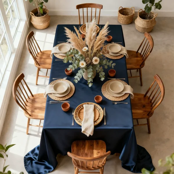 Elegant dining setup with natural decor