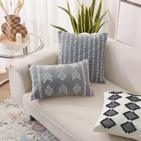 Geometric woven boho cotton cushion cover 45x45cm