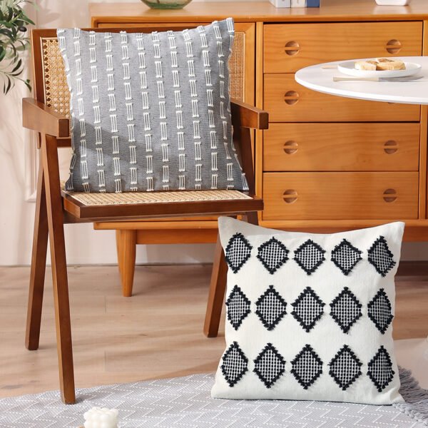 Geometric woven boho cotton cushion cover 45x45cm