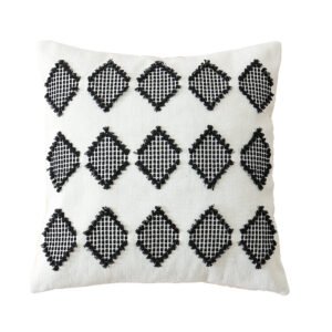 Geometric woven boho cotton cushion cover 45x45cm