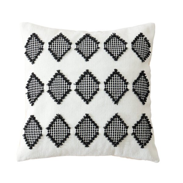 Geometric woven boho cotton cushion cover 45x45cm
