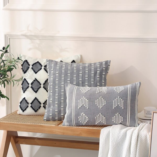 Geometric woven boho cotton cushion cover 45x45cm