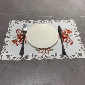 Candle and bell embroidered placemat