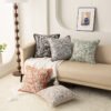 chenille floral cushion cover (8) Chenille floral jacquard cushion cover with piped edges 45x45cm