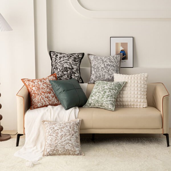 chenille floral cushion cover (9) Chenille floral jacquard cushion cover with piped edges 45x45cm