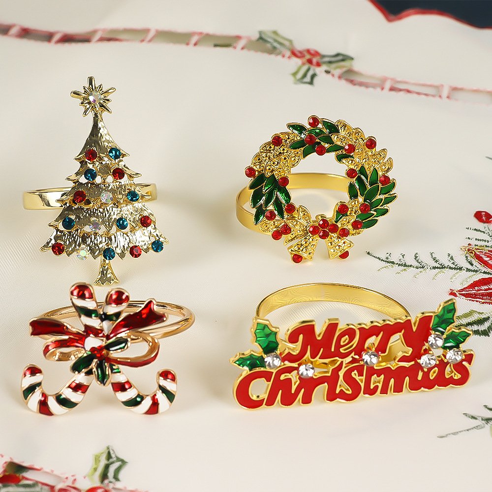 Christmas Alloy Napkin Ring Gold Snowflake