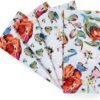Colorful printed cotton napkin with floral and geometric designs