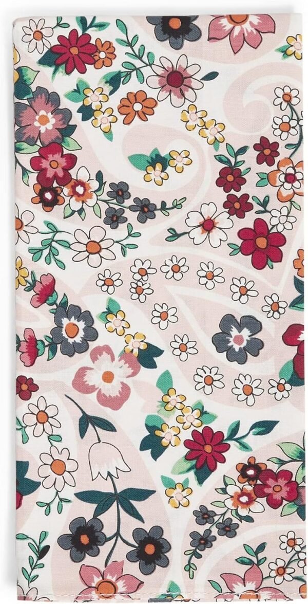 Colorful printed cotton napkin with floral and geometric designs