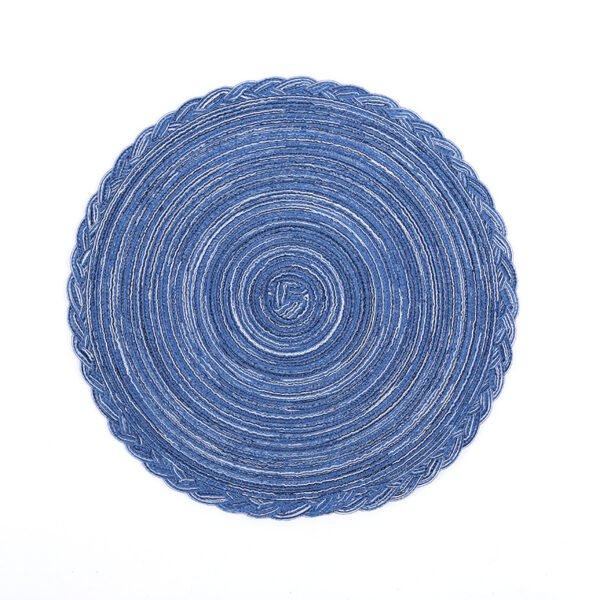 cotton lace placemat (1) Handmade lace edge cotton yarn placemat 36cm blue