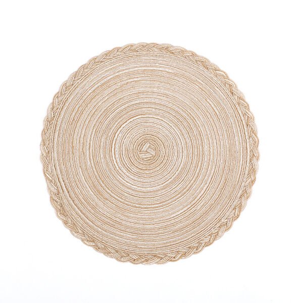 cotton lace placemat (3) Handmade lace edge cotton yarn placemat 36cm beige