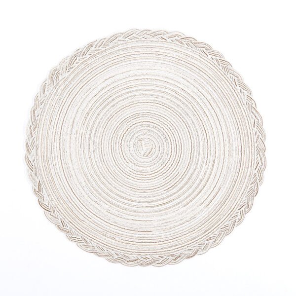 cotton lace placemat (4) Handmade lace edge cotton yarn placemat 36cm beige