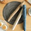 cotton lace placemat (6) Handmade lace edge cotton yarn placemat 36cm beige