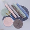 cotton ramie placemat (5) Oval cotton ramie placemat 30×40cm brown