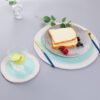 Cotton rope woven round placemat 36cm green