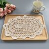 crochet oval table mat (1) Handmade crochet lace oval placemat 20×35cm white beige