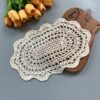 crochet oval table mat (2) Handmade crochet lace oval placemat 20×35cm white beige