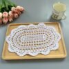 crochet oval table mat (3) Handmade crochet lace oval placemat 20×35cm white beige