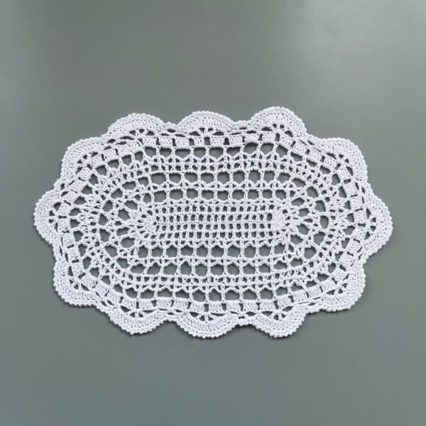 crochet oval table mat (4) Handmade crochet lace oval placemat 20×35cm white beige