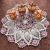 crochet pineapple lace tablecloth (1) Handmade crochet pineapple lace tablecloth 45cm vintage patchwork