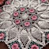 crochet pineapple lace tablecloth (2) Handmade crochet pineapple lace tablecloth 45cm vintage patchwork