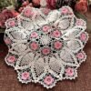 crochet pineapple lace tablecloth (6) Handmade crochet pineapple lace tablecloth 45cm vintage patchwork