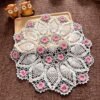 crochet pineapple lace tablecloth (7) Handmade crochet pineapple lace tablecloth 45cm vintage patchwork