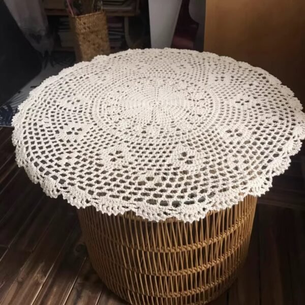 crochet snowflake placemat (1) Handmade crochet snowflake round placemat white lace cotton