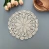 crochet snowflake placemat (2) Handmade crochet snowflake round placemat white lace cotton