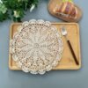crochet snowflake placemat (3) Handmade crochet snowflake round placemat white lace cotton