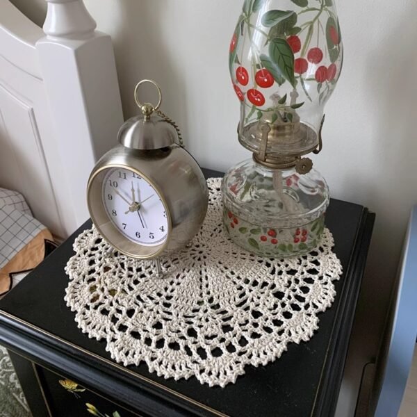 crochet snowflake placemat (6) Handmade crochet snowflake round placemat white lace cotton