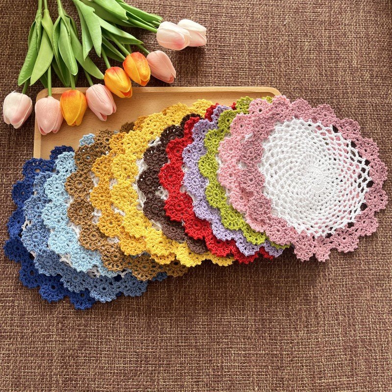 Handmade crochet placemats – lace table mat collection by GeoWeave