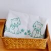 Vintage Cotton Linen Napkin Printed Cat Tea Towel