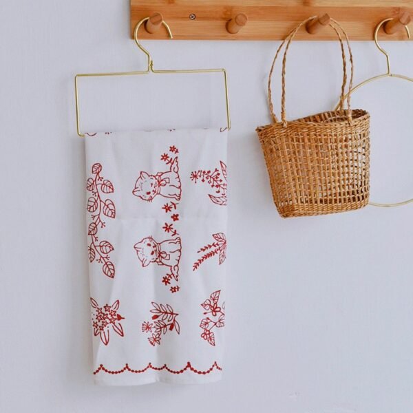 Vintage Cotton Linen Napkin Printed Cat Tea Towel