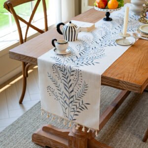 embroidered cotton linen runner