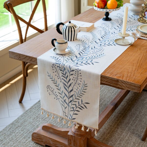 embroidered cotton linen runner
