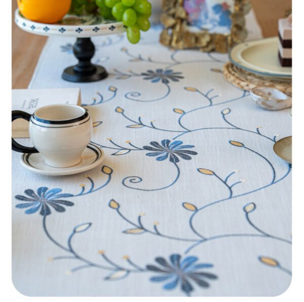embroidered cotton linen runner