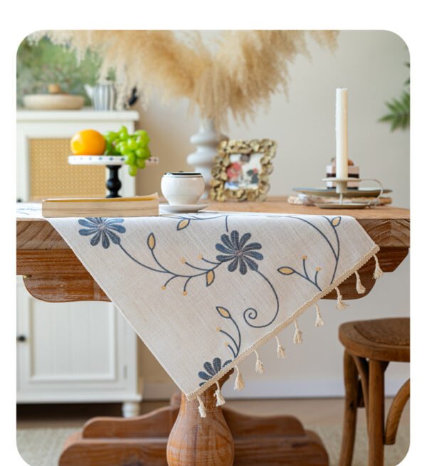 embroidered cotton linen runner