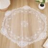 european embroidered lace table runner floral oval rectangle (3) round square embroidered lace tablecloth white glossy matte