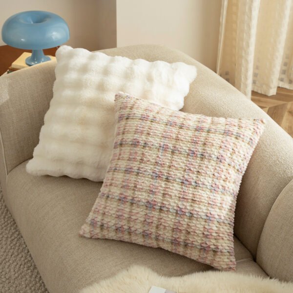 faux fur cushion (4) Faux rabbit fur plush cushion cover 45x45cm soft luxury texture