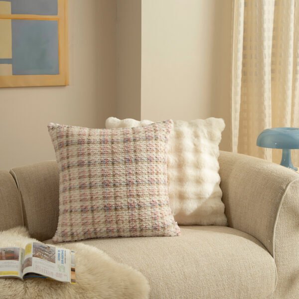 faux fur cushion (5) Faux rabbit fur plush cushion cover 45x45cm soft luxury texture