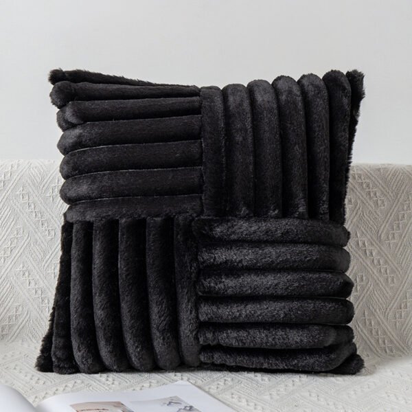Faux rabbit fur patchwork cushion cover 45x45cm