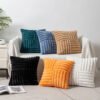 Faux rabbit fur patchwork cushion cover 45x45cm