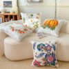 floral embroidered cushion (1) Embroidered floral cotton cushion cover 45x45cm