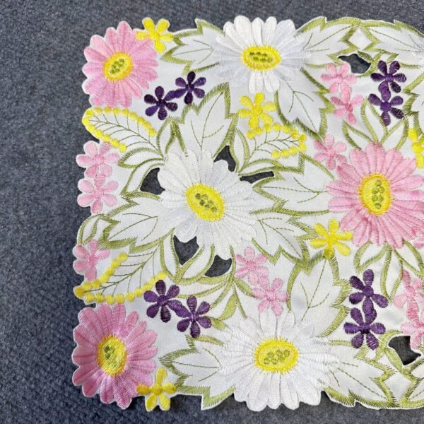 Rectangular floral leaf embroidered placemat